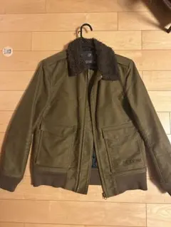 オリーブ色 n1デッキジャケット フリース襟付き