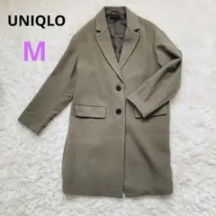 【UNIQLO】ウール混チェスターコート M カーキ ロング丈