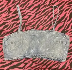 Y2K ラインストーン デニムビスチェ