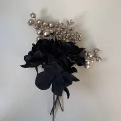 成人式前撮り 黒金 髪飾り ヘッドドレスヘッドパーツ ウェディング 卒業式袴