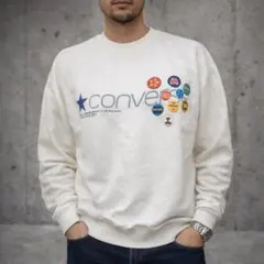 CONVERSE コンバース スウェットL ホワイト ワッペン ロゴトレーナー
