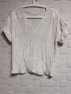 DESPRES ホワイト Vネック 半袖トップス