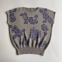 used レトロ 花柄 サマーニット トップス古着 ヴィンテージ vintageのサムネイル