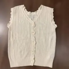 ホワイト ノースリーブセーター ベスト　サイズF