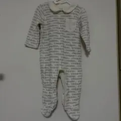 ロンパース 3-6M 白地にグレー