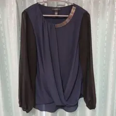 ALFANI ネイビー シースルー バルーン袖 トップス 12