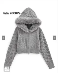 【未使用 タグあり】グレー ケーブル編み ニット カーディガン かわいい ギャル