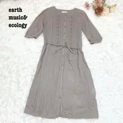 s.576【アースミュージックアンドエコロジー】5分袖ワンピース 刺繍 F