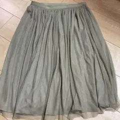 美品　ユニクロ　リバーシブルチュールスカート　ベージュ　M