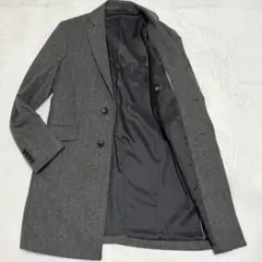 SUIT SELECT チェスターコート ヘリンボーン柄 ウール混 グレー M