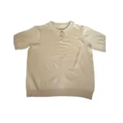 クリーム・ベージュ ポロニット 半袖