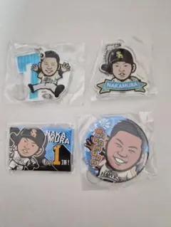 中村晃　ガチャガチャ4点セット　カプセル　缶バッジ