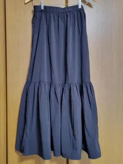 GU ジーユー ティアードフレアロングスカート ブラック