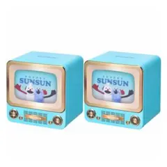 ２個【新品】パペットスンスン レトロテレビ缶 バレンタイン チョコ クッキー