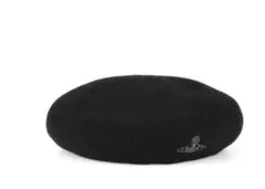 黒の刺繍ロゴ付きベレー帽