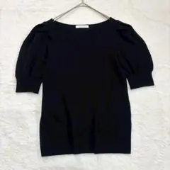 プロポーション◆ハートカットニット/パフスリーブ 半袖 細見え 無地 きれいめ
