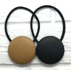 【441】ハンドメイド38mm くるみボタン　ヘアゴム