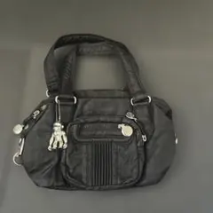 KIPLING ハンドバッグ ワンショルダー ナイロン ブラック シルバー金具 