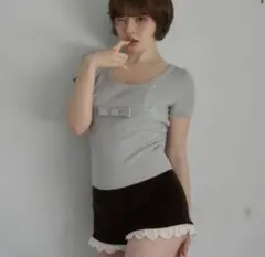andmary waffle ribbon tops color ivory - メルカリ