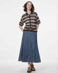 GU ライトデニムフレアマキシスカート