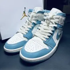 美品 ナイキ W エアジョーダン1 ミッド ユニバーシティブルー 27.5cm