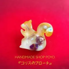可愛い♪♬♡『こりすのブローチ』オルゴナイトブローチ　お守りに♡