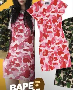 A Bathing Ape ピンク カモフラ 半袖 ワンピース エイプ - メルカリ