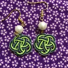 水引ピアス（緑系）No.１３