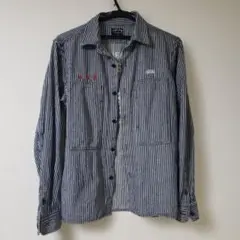 STUSSYヒッコリー ストライプ 長袖ワークシャツ