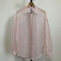 Thevon ピンク シアーシャツ　シースルー シャツ 長袖