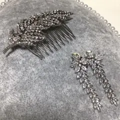 クリスタルリーフ　ヘッドドレスイヤリングセット