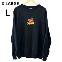 X-LARGE エクストララージトレーナー スウェットりんご芋虫 刺繍 L