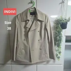 INDIVI ✨ ショートトレンチコート ✨ベージュ ✨ダブルボタンSize38