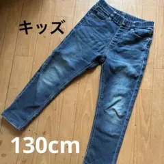 デニムブルー スリムフィット長ズボン 130cm