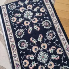 ネイビー 花柄 キッチンマット