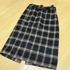 INGNI チェック　ひざ下タイトスカート ベルト付き
