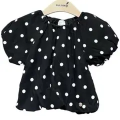 【美品】petit main ドットパフスリーブブラウス 100cm ブラック