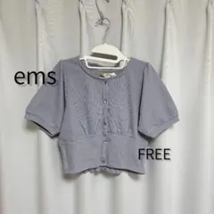 【新品】ems excite パフ袖ワッフル半袖トップス ブルー FREEのサムネイル