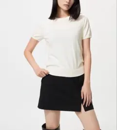UVカットクルーネックセーター/ウォッシャブル オフホワイト uniqlo 白のサムネイル