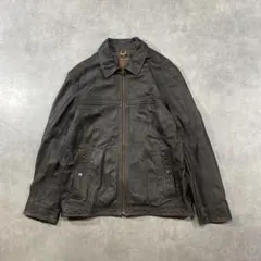 00s Timberland レザージャケット 羊革 短丈 ブラウン　茶色　XLのサムネイル