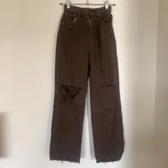 ［SLY JEANS］クラッシュルーズストレートデニムパンツ