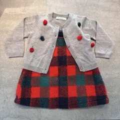 familiar カーディガン 80 グレー ポンポン付き