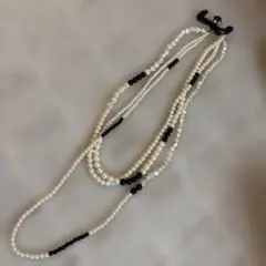 joujou ホワイト ブラック パールビーズ リボン　ネックレス