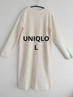ユニクロ　スフレヤーンボートネックワンピース スムース・長袖 オフホワイト　L