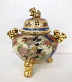 九谷焼 陶和造 香炉 獅子摘蓋 金彩赤絵 楼閣山水風景図 共箱 - メルカリ