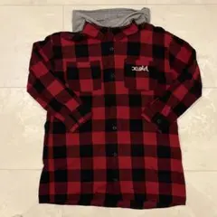 X-girl Stages フード付きチェックシャツ 140