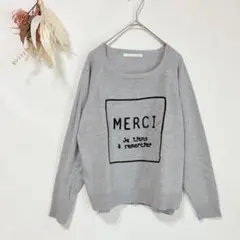 シトロイズ　CITROIZM 薄手ニット　長袖　ロゴ刺繍　グレー　F