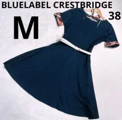 BLUELABEL CRESTBRIDGE ワンピース　チェックリボン　M相当
