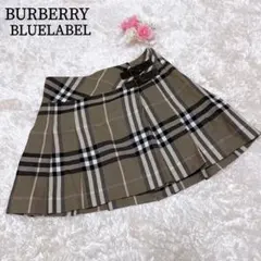 バーバリーブルーレーベル プリーツ ミニスカート ブラウン ノバチェック