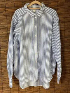 【H&M】ストライプコットンシャツ　大きいサイズ42のサムネイル